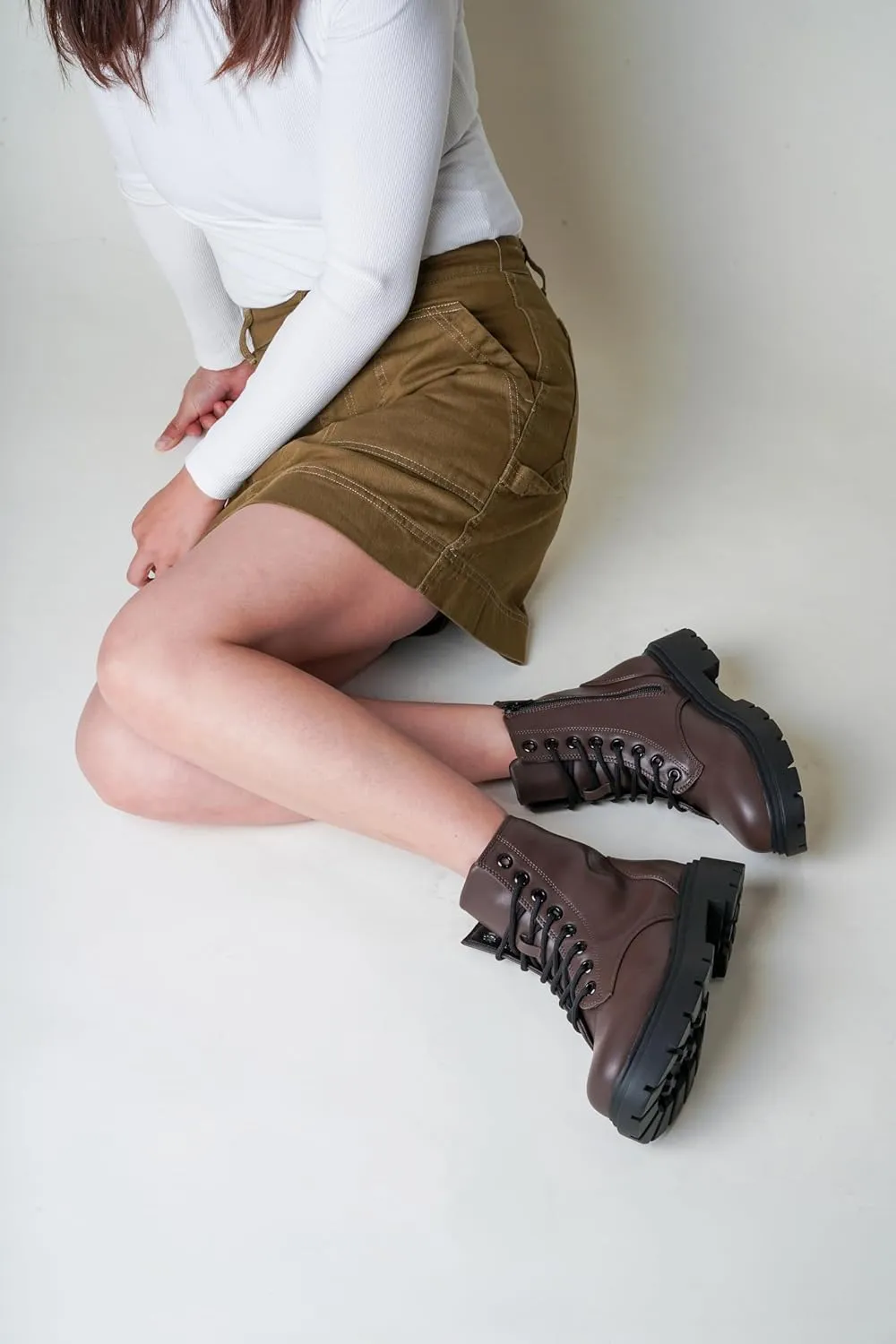J. Adams Harley Combat Boot - Casual Outdoors Slip On Lace Up Ankle Bootie
