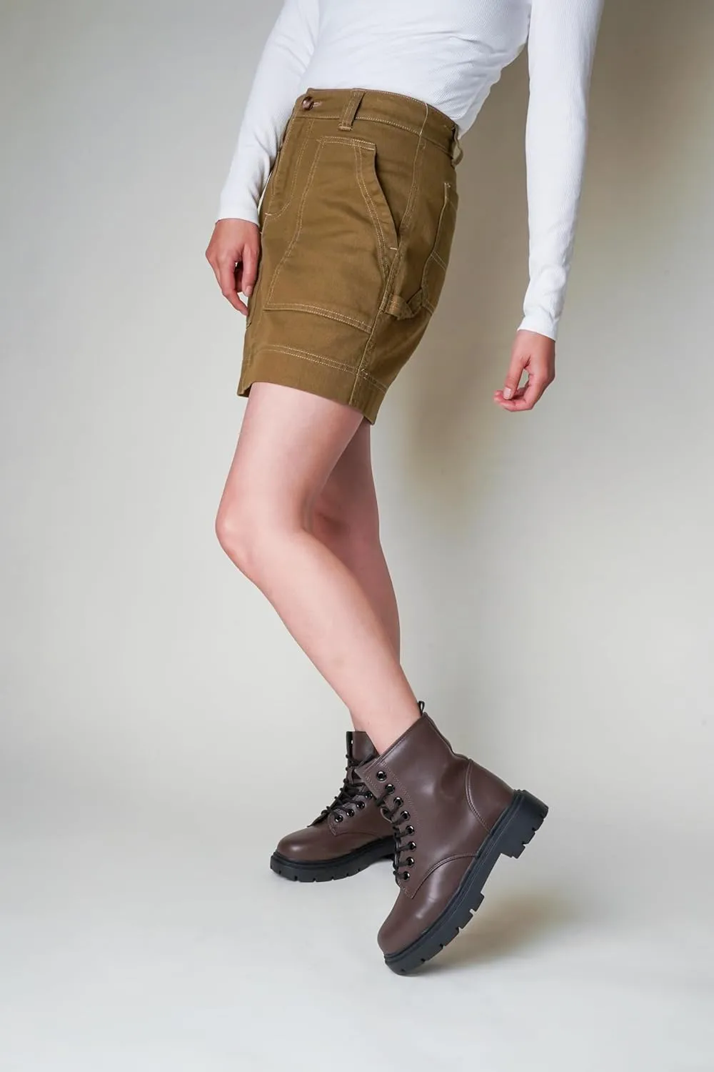 J. Adams Harley Combat Boot - Casual Outdoors Slip On Lace Up Ankle Bootie