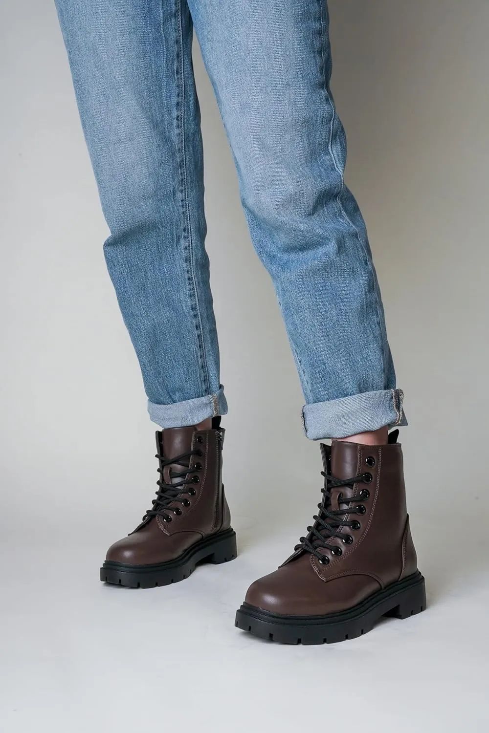 J. Adams Harley Combat Boot - Casual Outdoors Slip On Lace Up Ankle Bootie