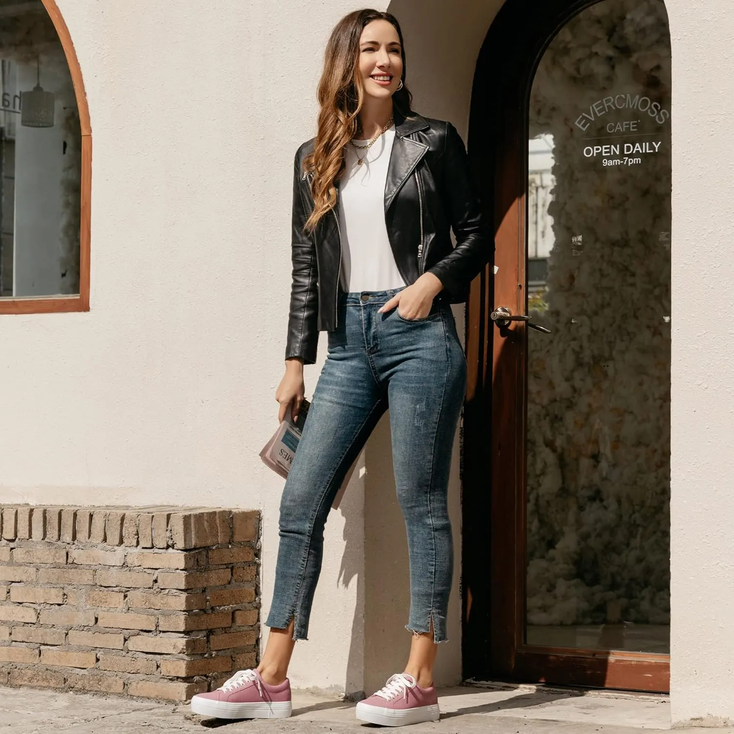 JABASIC Women Platform Sneakers Breathable Casual Lace Up Fashion Walking Shoes
