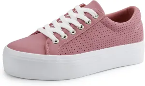 JABASIC Women Platform Sneakers Breathable Casual Lace Up Fashion Walking Shoes