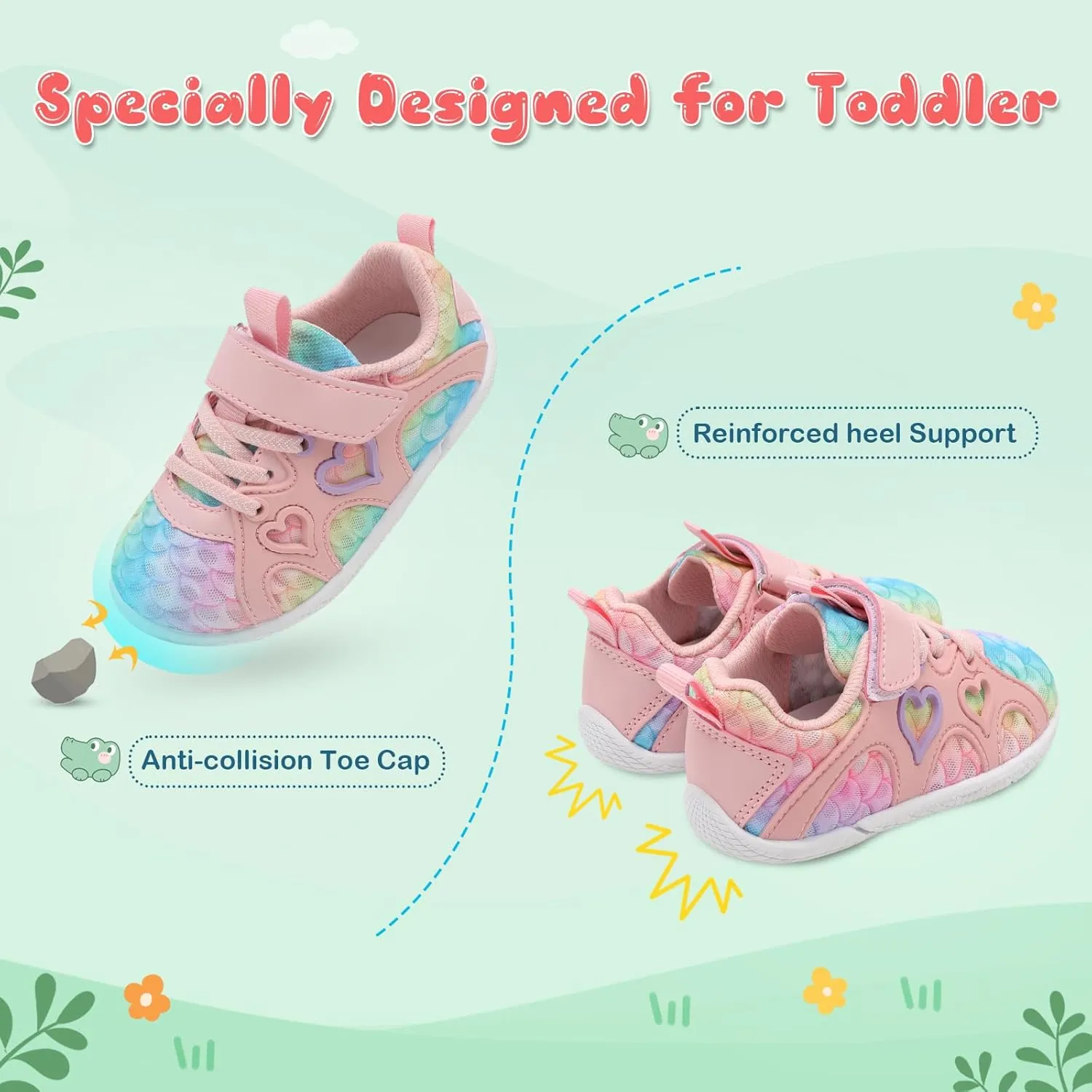 JIASUQI Toddler Shoes for Baby Girls Sneakers Barefoot Walking Shoes Running Tennis Shoes