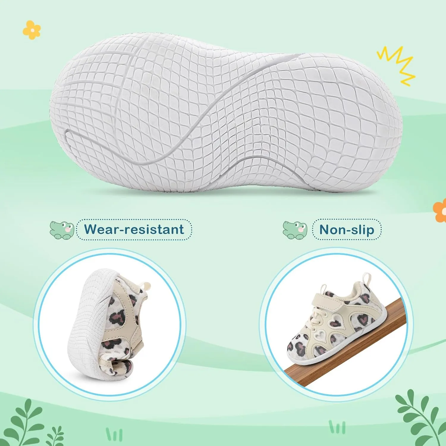 JIASUQI Toddler Shoes for Baby Girls Sneakers Barefoot Walking Shoes Running Tennis Shoes