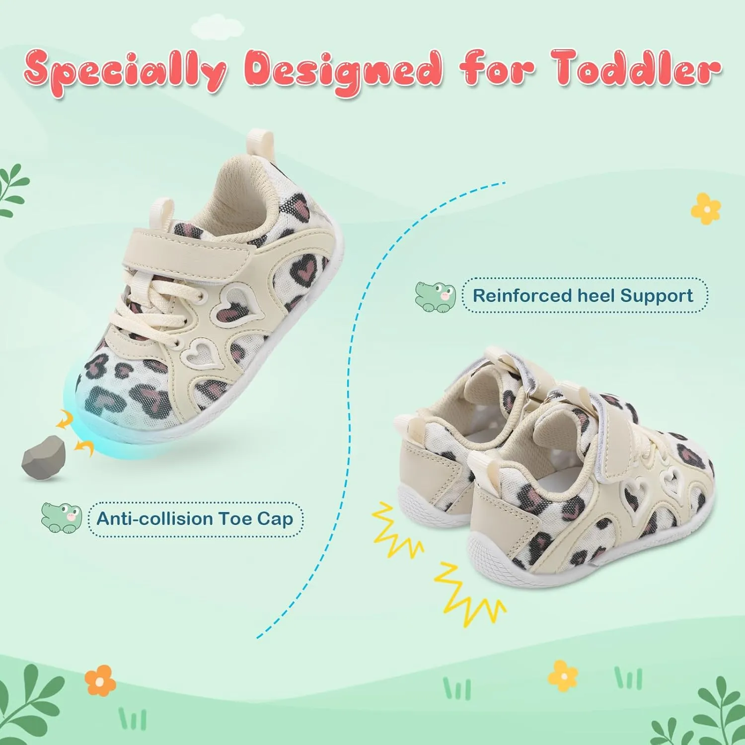 JIASUQI Toddler Shoes for Baby Girls Sneakers Barefoot Walking Shoes Running Tennis Shoes