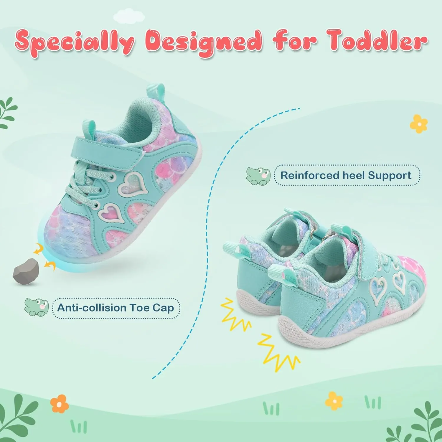 JIASUQI Toddler Shoes for Baby Girls Sneakers Barefoot Walking Shoes Running Tennis Shoes