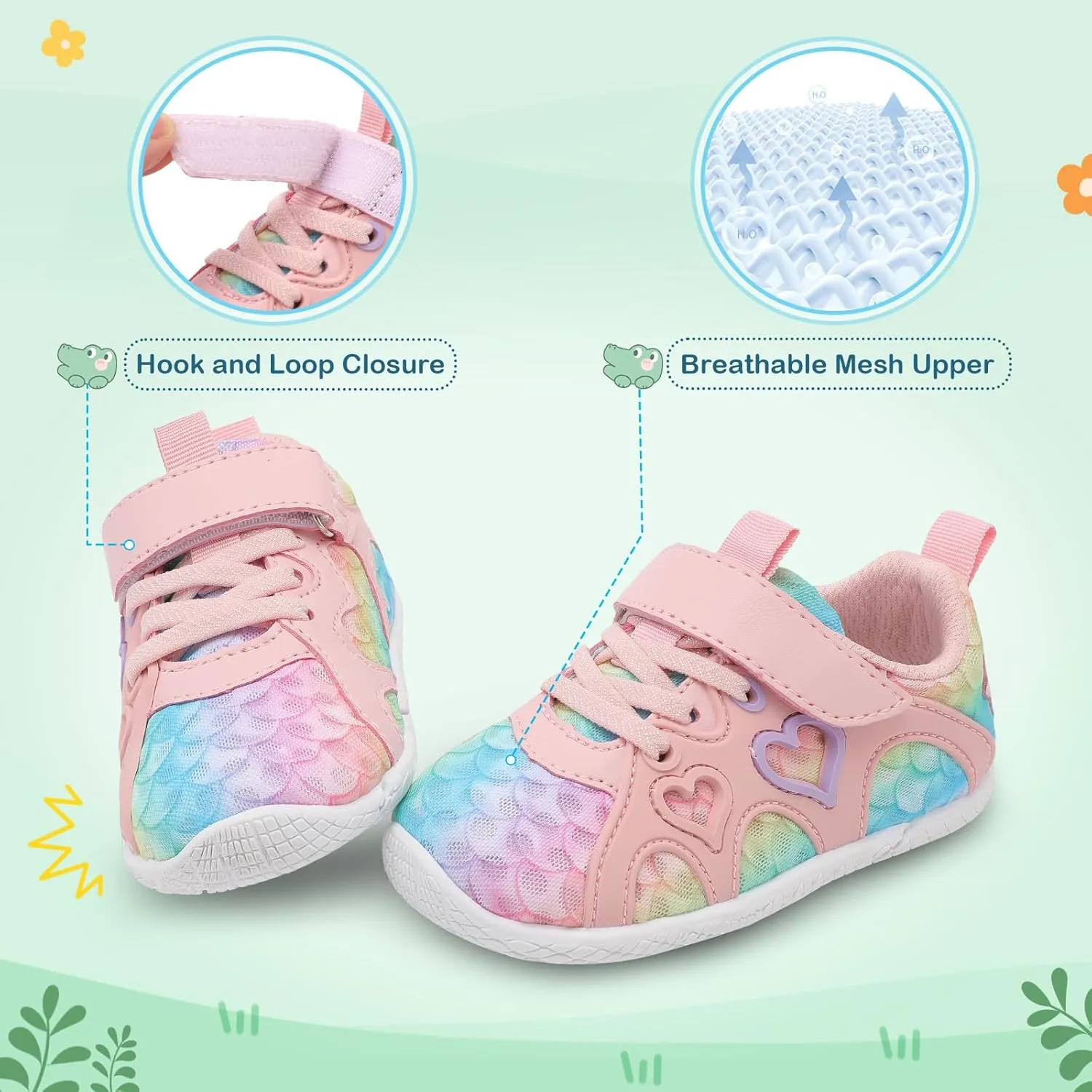 JIASUQI Toddler Shoes for Baby Girls Sneakers Barefoot Walking Shoes Running Tennis Shoes