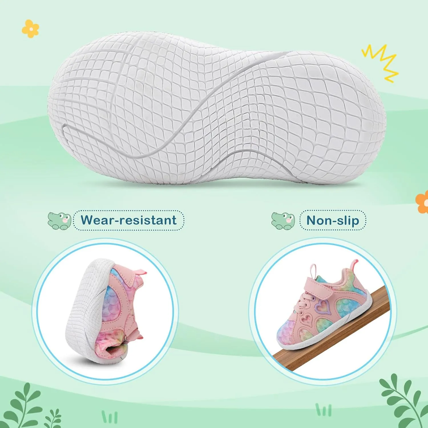 JIASUQI Toddler Shoes for Baby Girls Sneakers Barefoot Walking Shoes Running Tennis Shoes