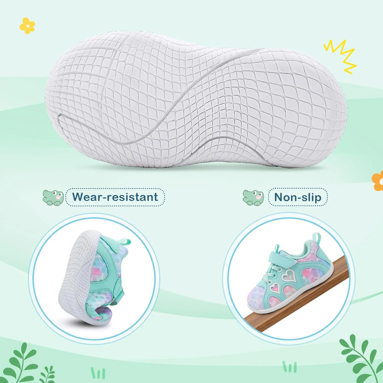 JIASUQI Toddler Shoes for Baby Girls Sneakers Barefoot Walking Shoes Running Tennis Shoes