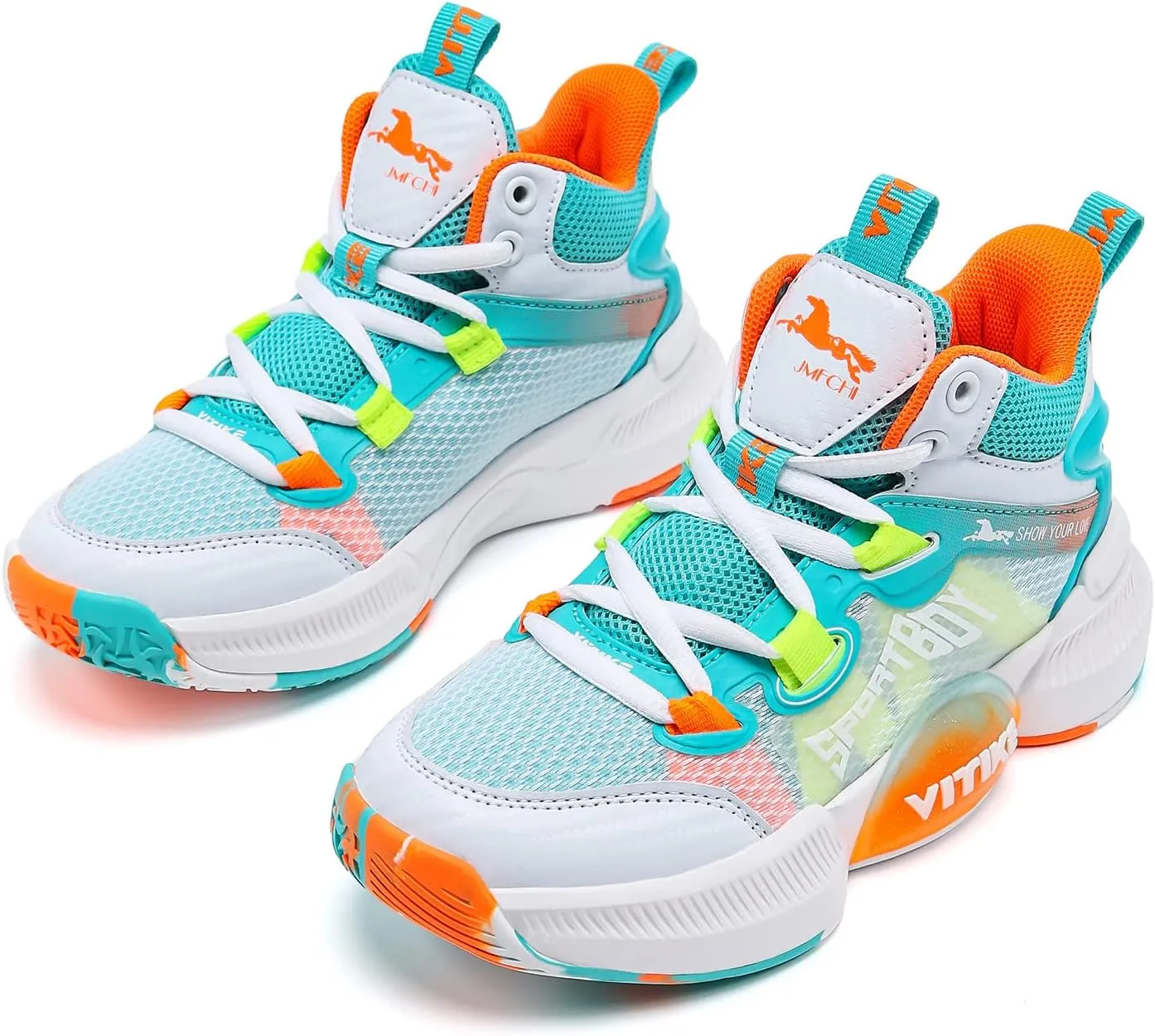 JMFCHI Kids Basketball Shoes High-top Sports Shoes Sneakers Durable Lace-up Non-Slip Running Shoes Secure for Little Kids Big Kids and Boys Girls