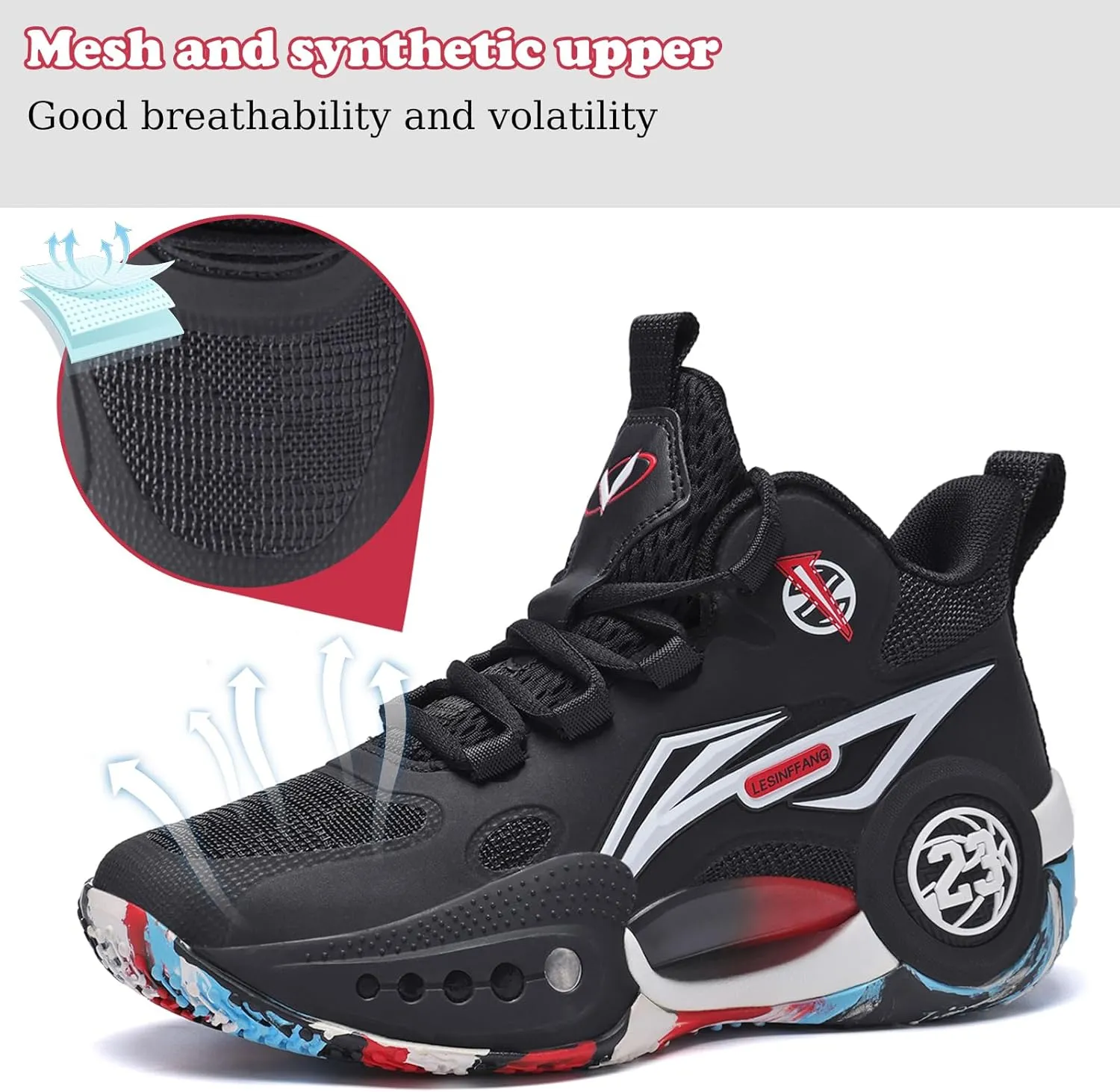 JMFCHI Kids Basketball Shoes High-top Sports Shoes Sneakers Durable Lace-up Non-Slip Running Shoes Secure for Little Kids Big Kids and Boys Girls