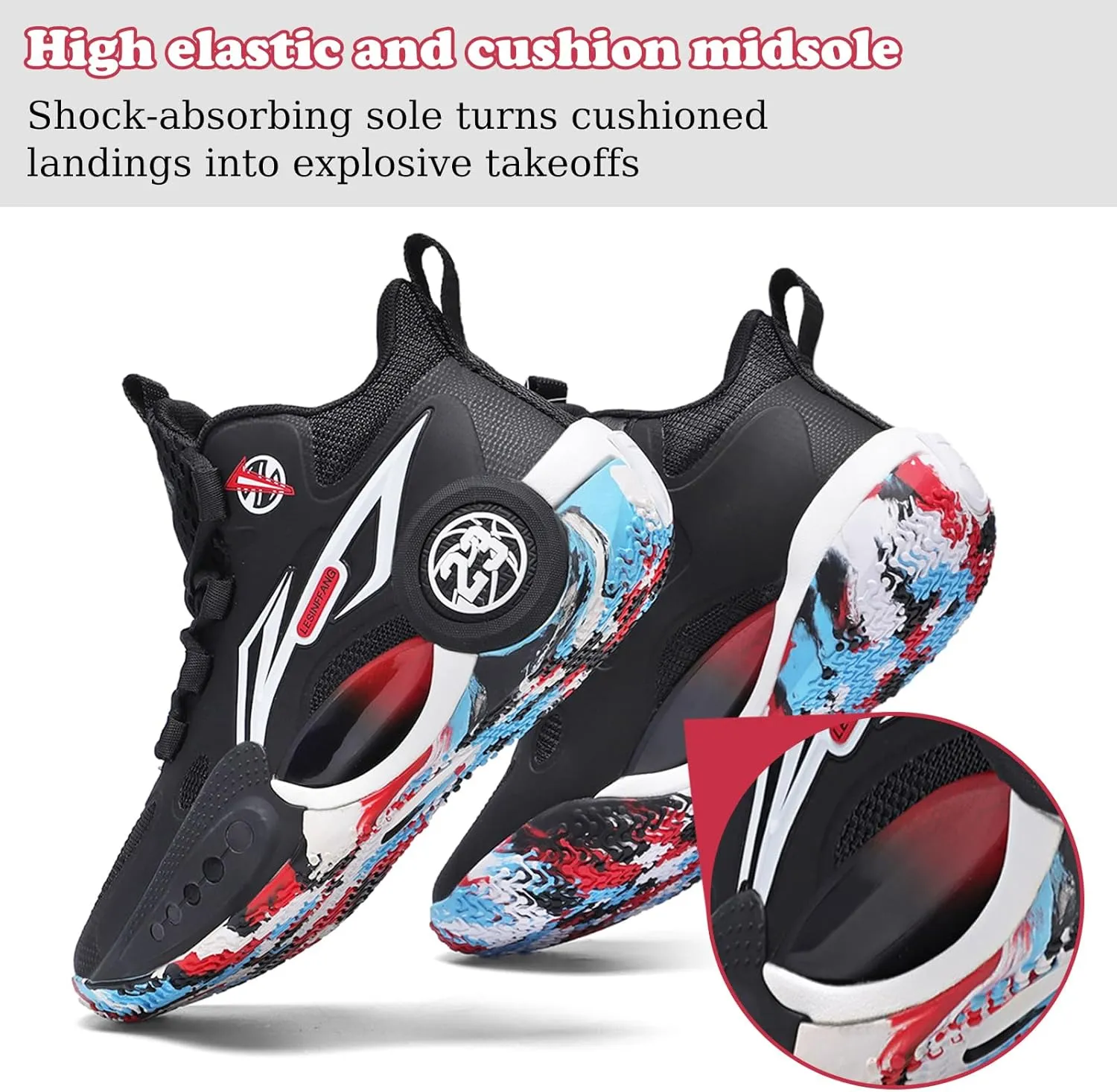 JMFCHI Kids Basketball Shoes High-top Sports Shoes Sneakers Durable Lace-up Non-Slip Running Shoes Secure for Little Kids Big Kids and Boys Girls