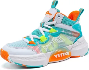 JMFCHI Kids Basketball Shoes High-top Sports Shoes Sneakers Durable Lace-up Non-Slip Running Shoes Secure for Little Kids Big Kids and Boys Girls