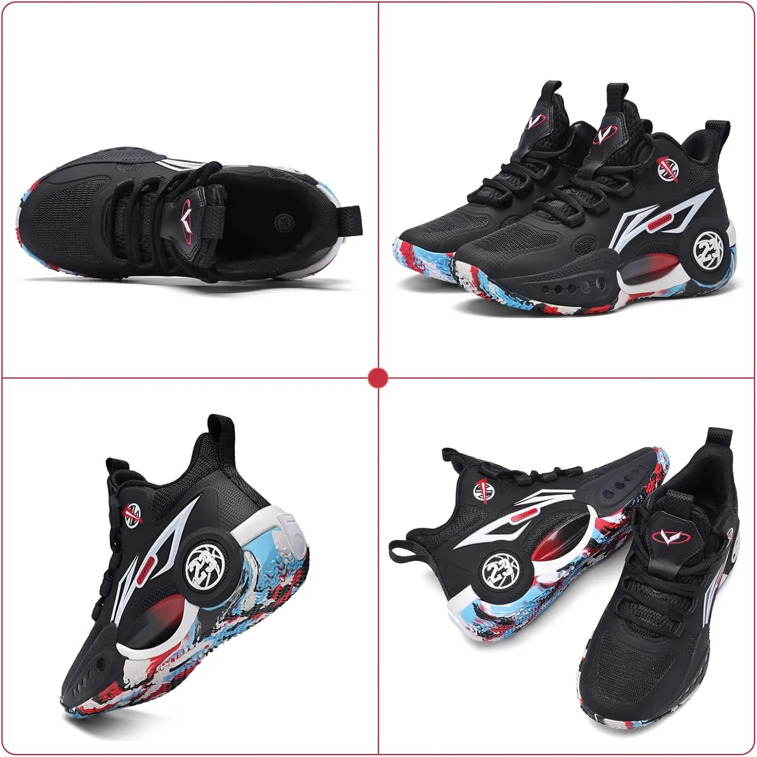 JMFCHI Kids Basketball Shoes High-top Sports Shoes Sneakers Durable Lace-up Non-Slip Running Shoes Secure for Little Kids Big Kids and Boys Girls