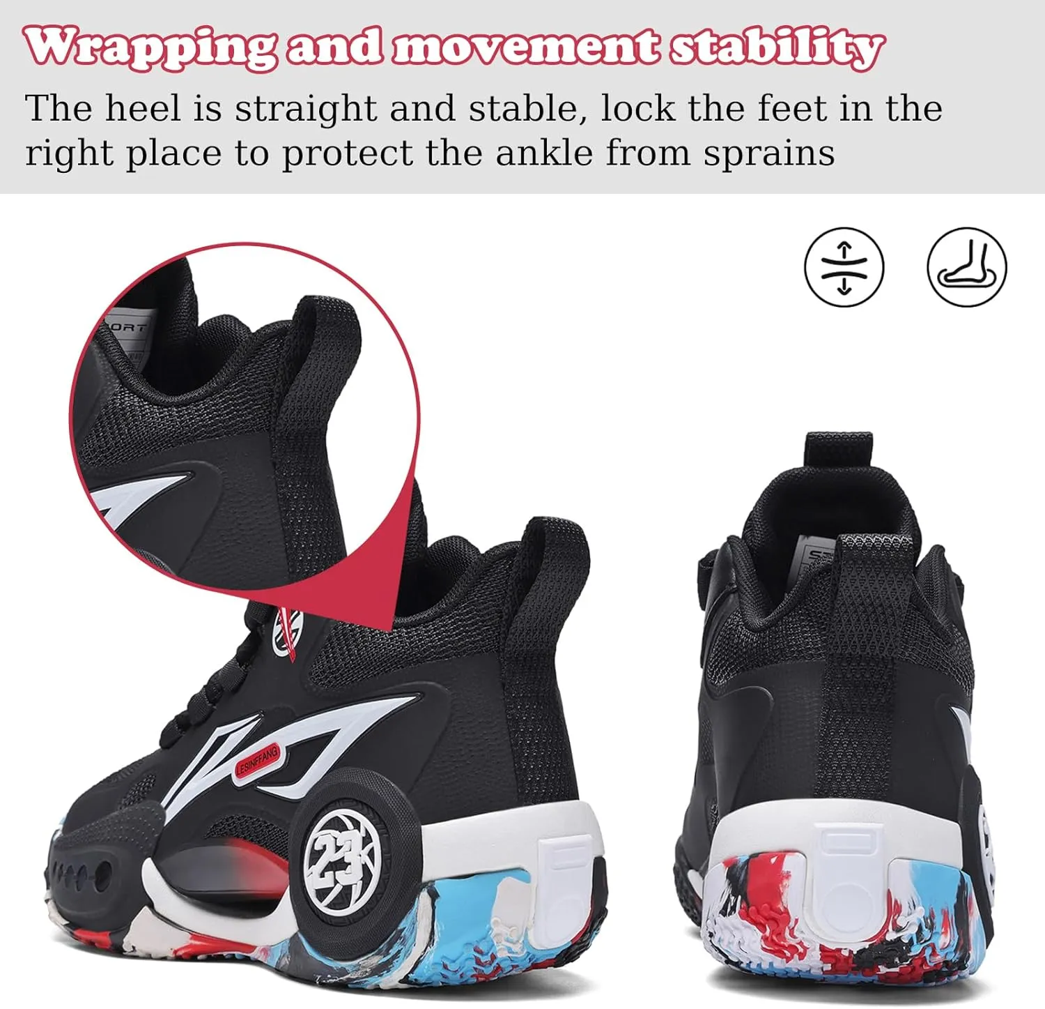 JMFCHI Kids Basketball Shoes High-top Sports Shoes Sneakers Durable Lace-up Non-Slip Running Shoes Secure for Little Kids Big Kids and Boys Girls