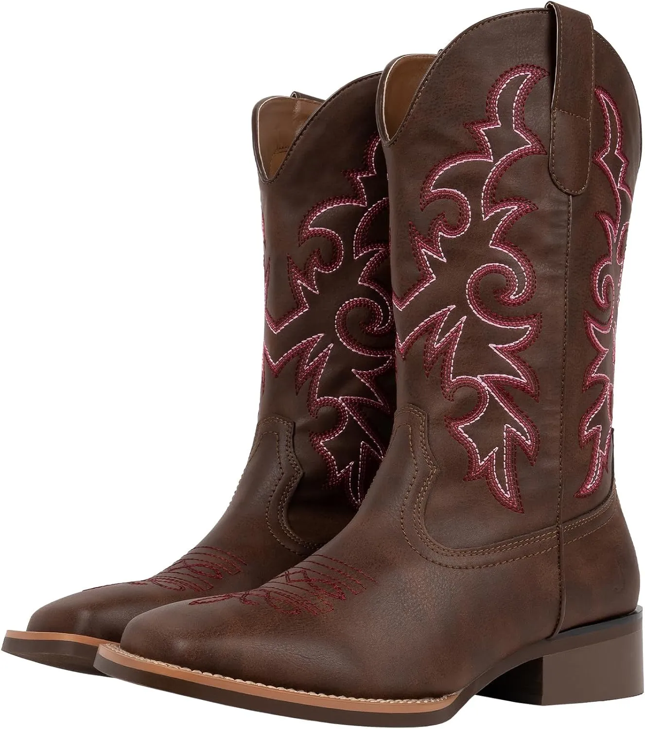 J's.o.l.e Fashion Cowboy Boots For Women Square Toe Wide Mid Calf Western Cowgirl Boots
