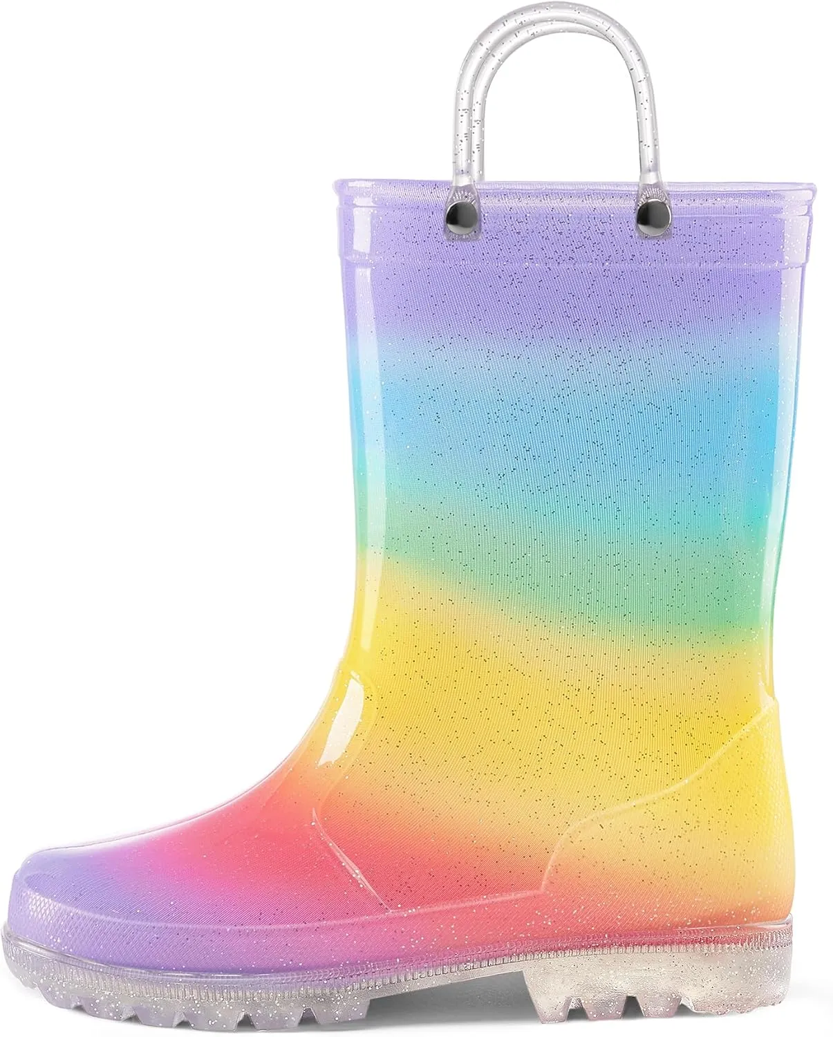 K KomForme Girls Boys Rain Boots Waterproof with Easy on Handles for Toddler/Little Kid/Big Kid