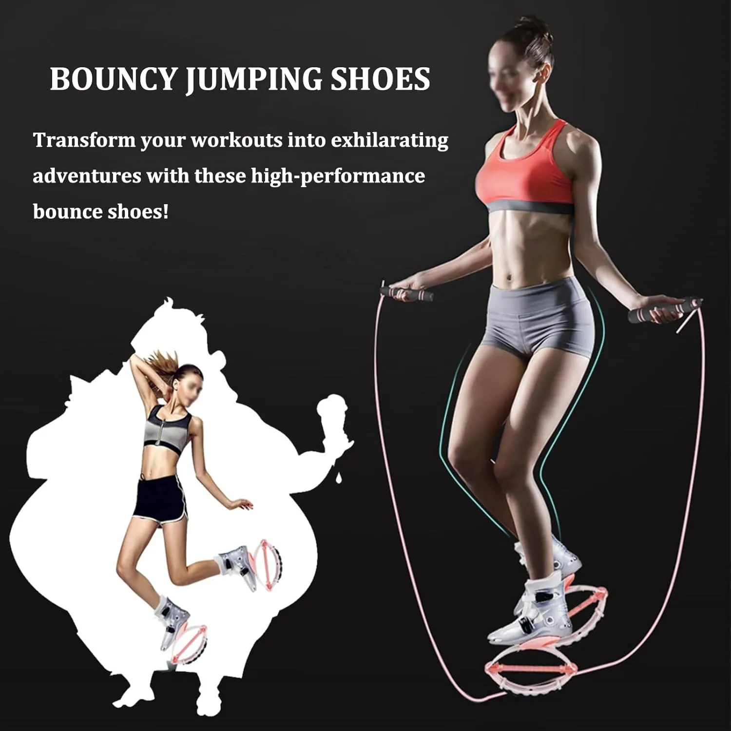 Kangaroo Jumping Shoes 36-44 EU, Comfortable Sweat Absorbing Lining, Bouncing Workout Shoes Jump Boots(Blue,X-Large)