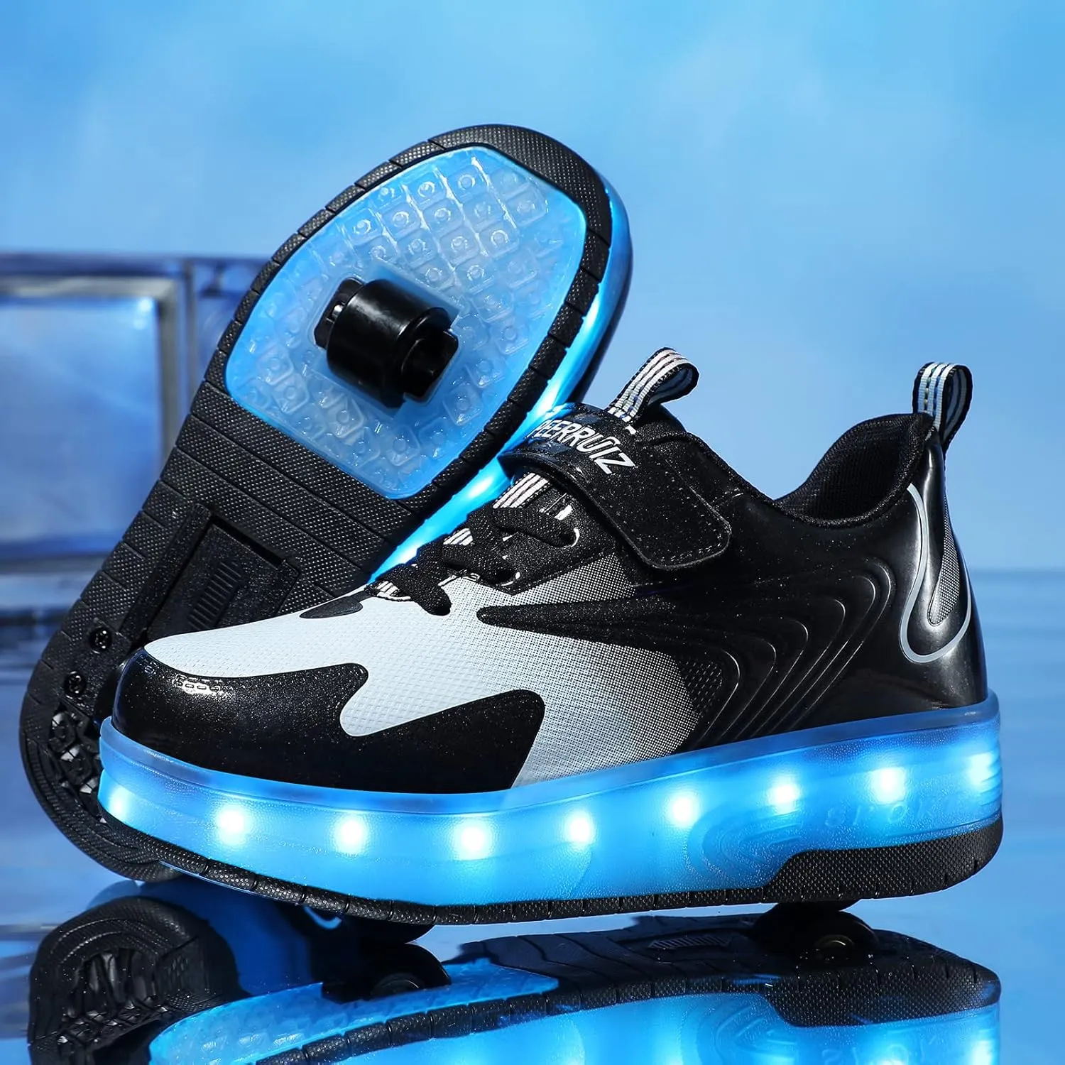 Kids Shoes with Double Wheels - Upgraded Kids Roller Shoes for Gifts, Retractable Wheels Skateboarding Shoes for Kids Sneakers Light Up Rechargeable for Birthday Party Gift