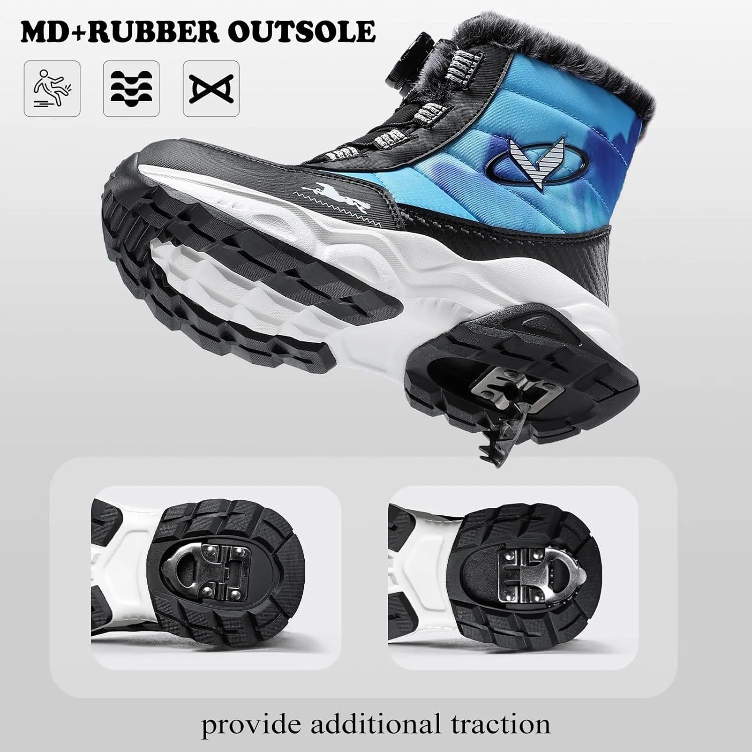 Kids Snow Boots Boys Girls Winter Shoes Warm Waterproof Slip Resistant Outdoor Hiking Walking Boot