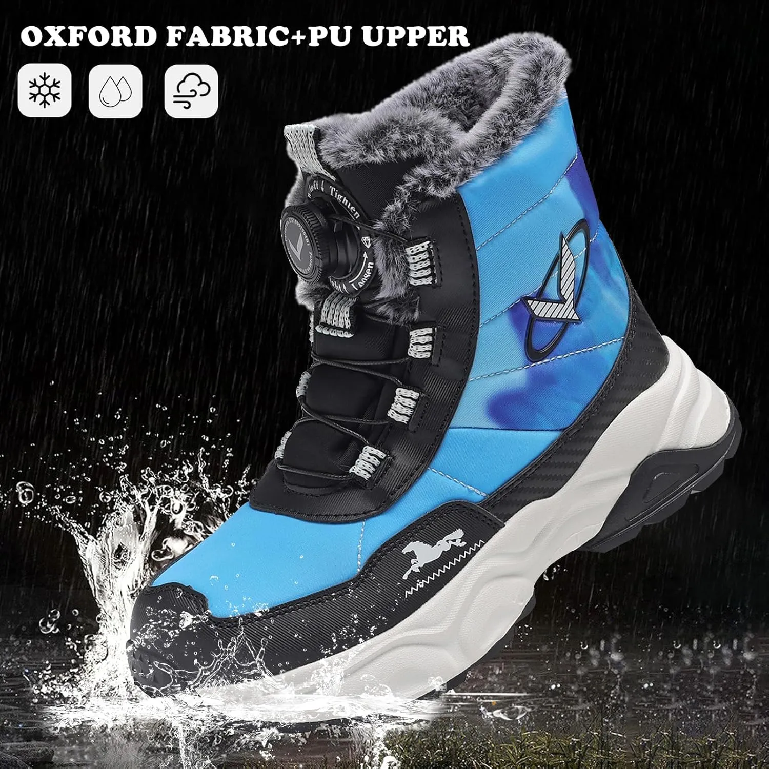 Kids Snow Boots Boys Girls Winter Shoes Warm Waterproof Slip Resistant Outdoor Hiking Walking Boot