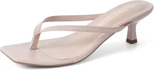 Kitten Heels for Women Square Toe Sandals Flip Flop Heels Thong Sandals Comfortable Summer 2 Inch Heels Sandals