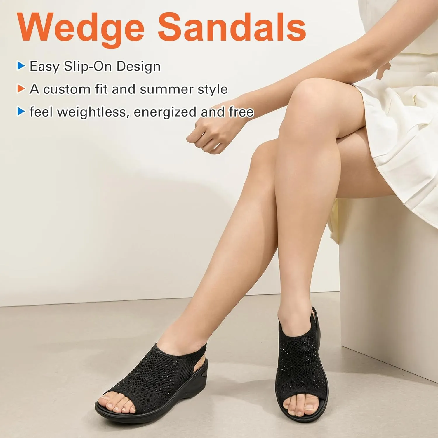 KOIMED Women's Comfortable Platform Walking Sandals With Memory Foam Open Toe Lightweight Breathable Soft Mesh Washable For Summer Travel Casual Beach Outdoor Sport