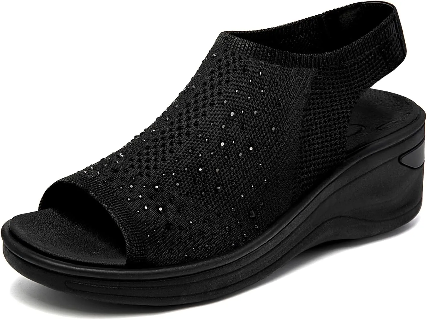 KOIMED Women's Comfortable Platform Walking Sandals With Memory Foam Open Toe Lightweight Breathable Soft Mesh Washable For Summer Travel Casual Beach Outdoor Sport