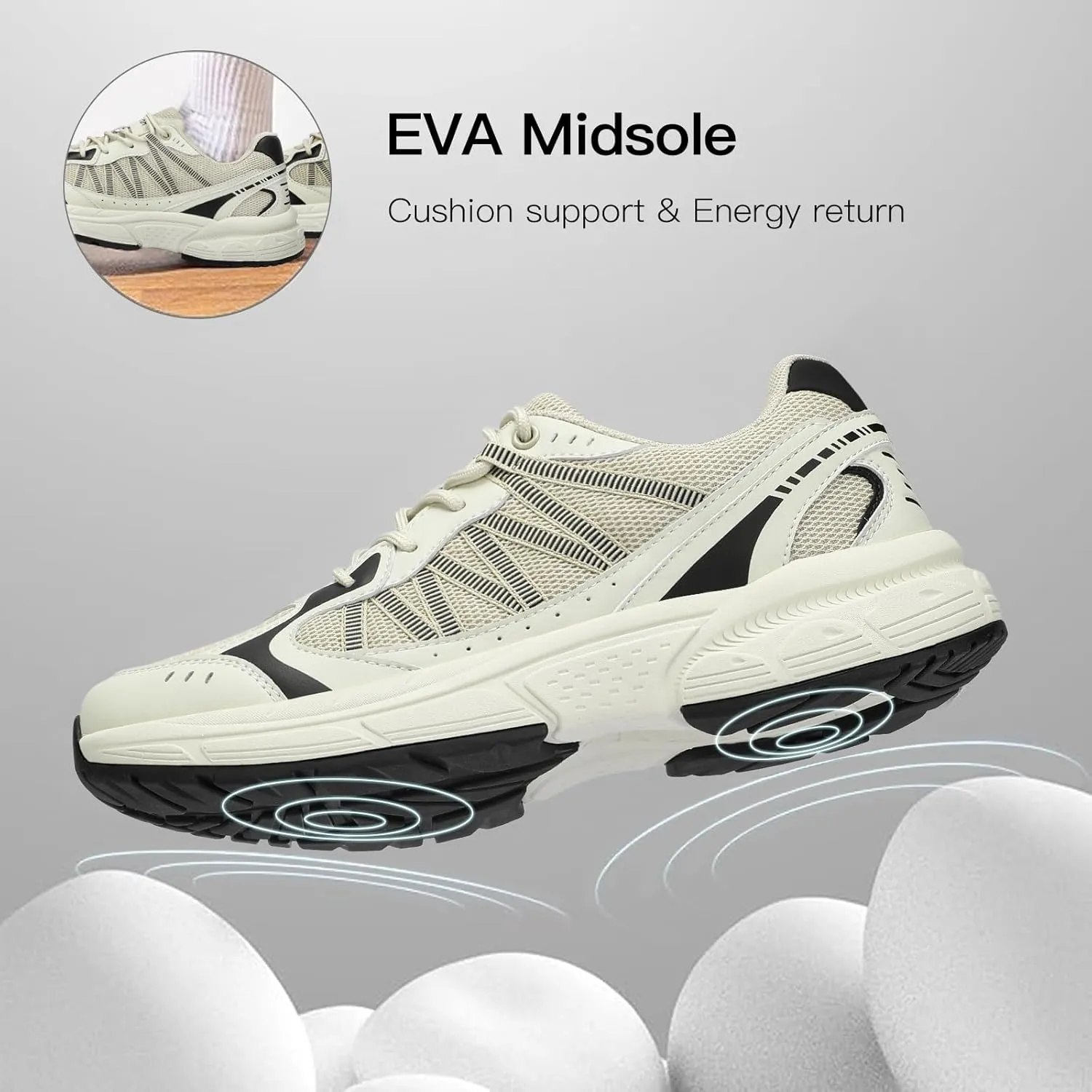 Kricely Men's Walking Shoes Breathable Tennis Running Shoes Lace Up Non Slip Sneakers Athletic Gym Sports Shoes for Men