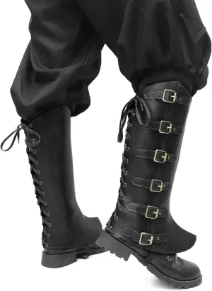 KUOIN Men's Medieval Pirate Boots Covers, Faux Leather Steampunk Leg Guards Costume Accessories