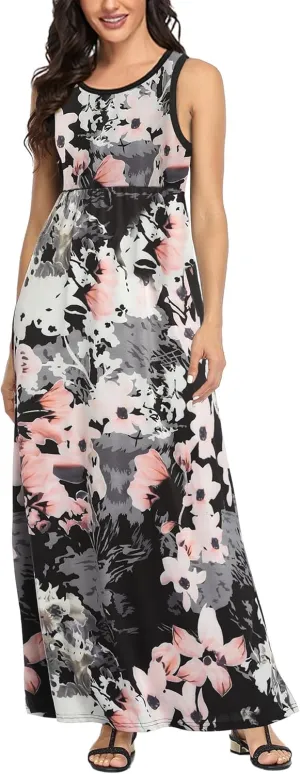 Lacavocor Womens Summer Maxi Dress Tank Top Sleeveless Long Dresses