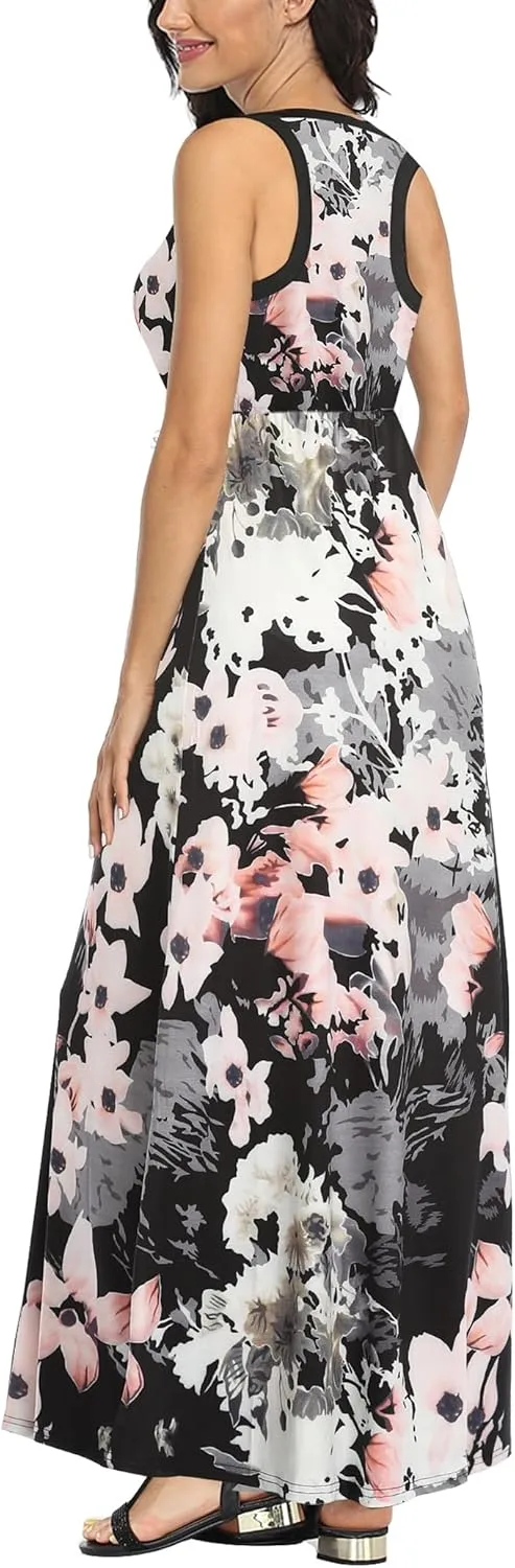 Lacavocor Womens Summer Maxi Dress Tank Top Sleeveless Long Dresses