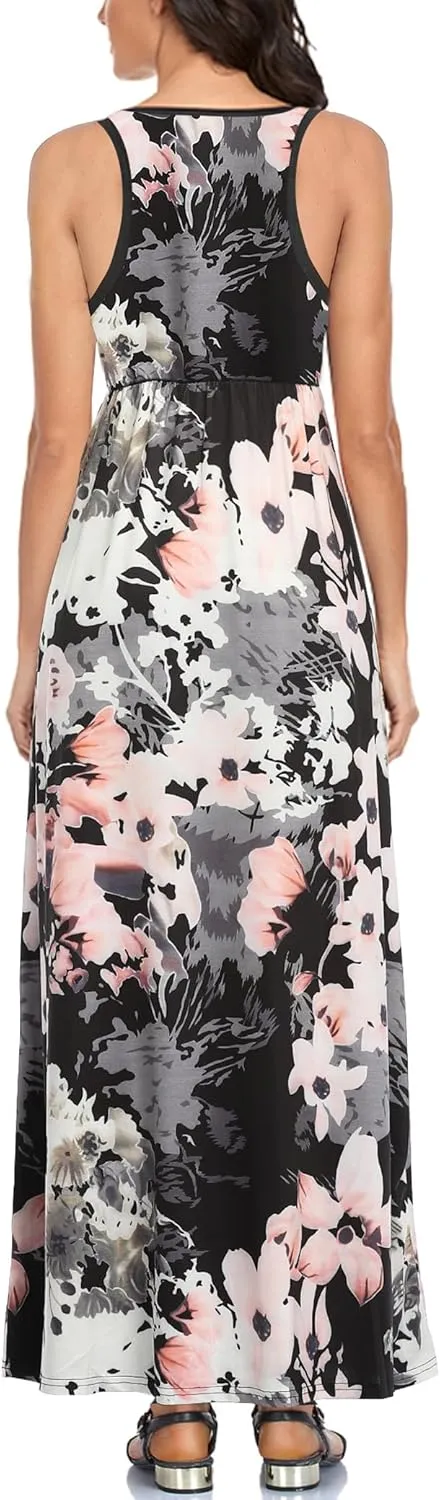 Lacavocor Womens Summer Maxi Dress Tank Top Sleeveless Long Dresses