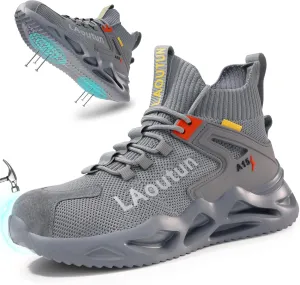 LAoutun Steel Toe Shoes for Men and Women Comfortable Lightweight Work Safety Shoes Puncture Proof Slip Resistant Indestructible Sneakers Construction Work Utility Sneakers