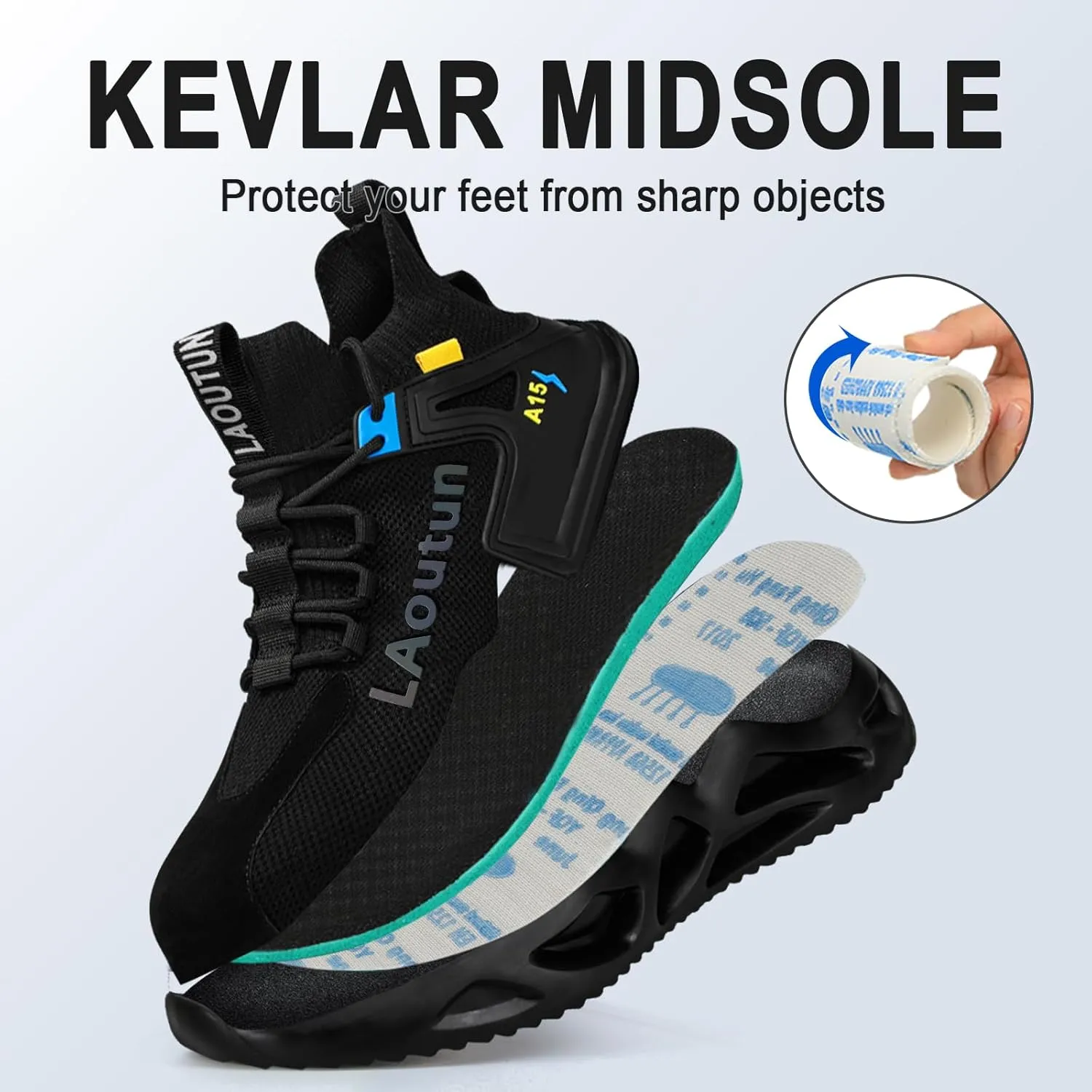 LAoutun Steel Toe Shoes for Men and Women Comfortable Lightweight Work Safety Shoes Puncture Proof Slip Resistant Indestructible Sneakers Construction Work Utility Sneakers