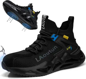 LAoutun Steel Toe Shoes for Men and Women Comfortable Lightweight Work Safety Shoes Puncture Proof Slip Resistant Indestructible Sneakers Construction Work Utility Sneakers
