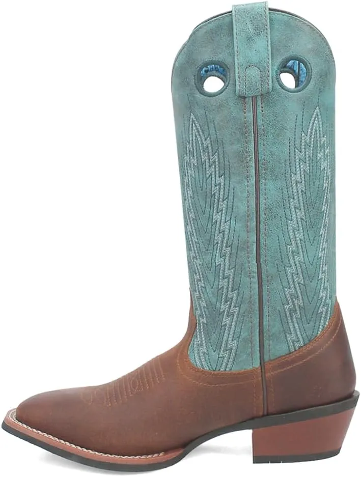 Laredo Womens Sable Embroidered Square Toe Casual Boots Mid Calf Low Heel 1-2" - Blue, Brown