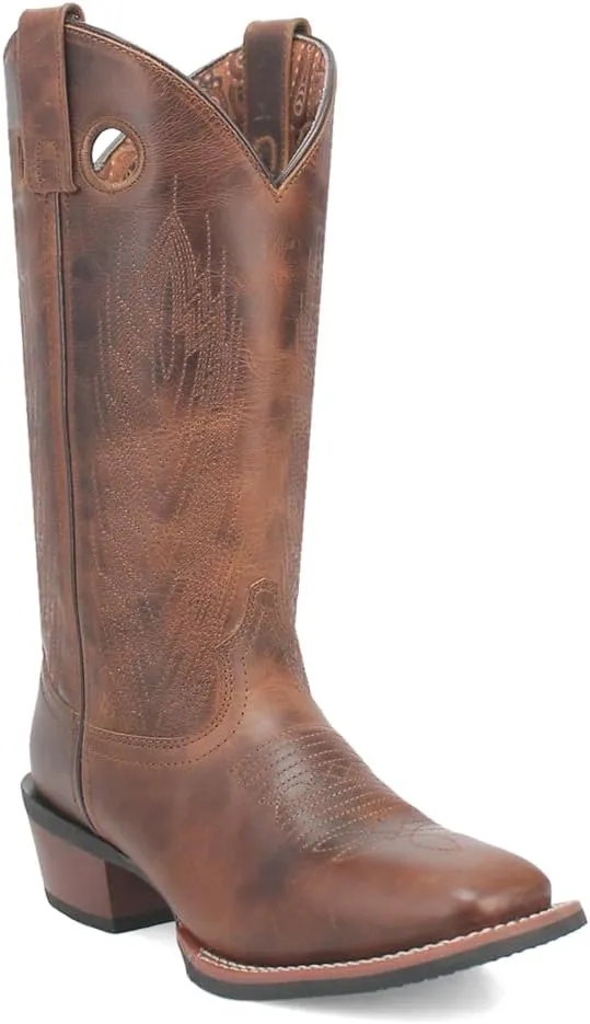 Laredo Womens Sable Embroidered Square Toe Casual Boots Mid Calf Low Heel 1-2" - Blue, Brown