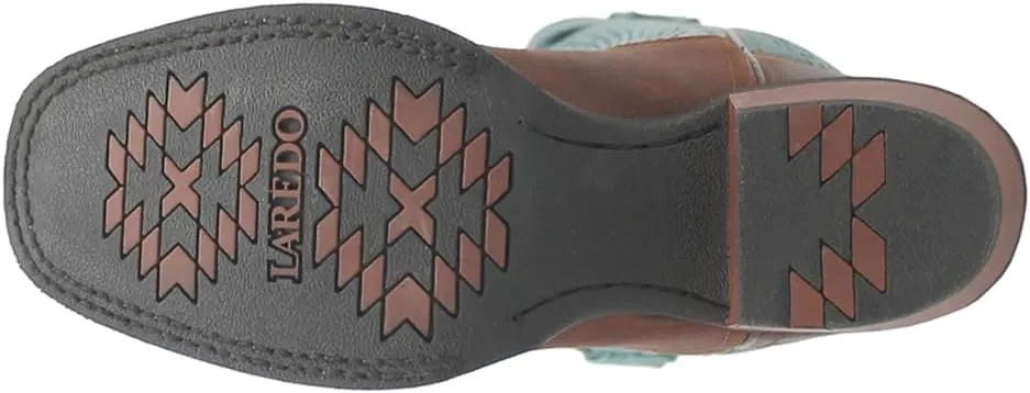 Laredo Womens Sable Embroidered Square Toe Casual Boots Mid Calf Low Heel 1-2" - Blue, Brown