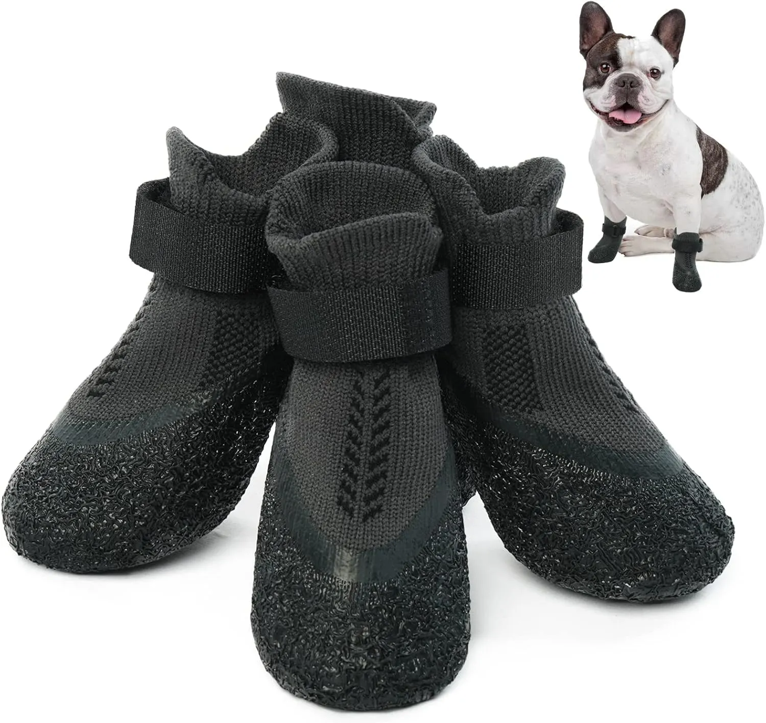 Large Dog Socks - Anti-Slip Grip Socks with Rubber & Fix Straps, Non-Slip Paw Protectors for Indoor/Outdoor Use on Hardwood Floors & Hot Pavement
