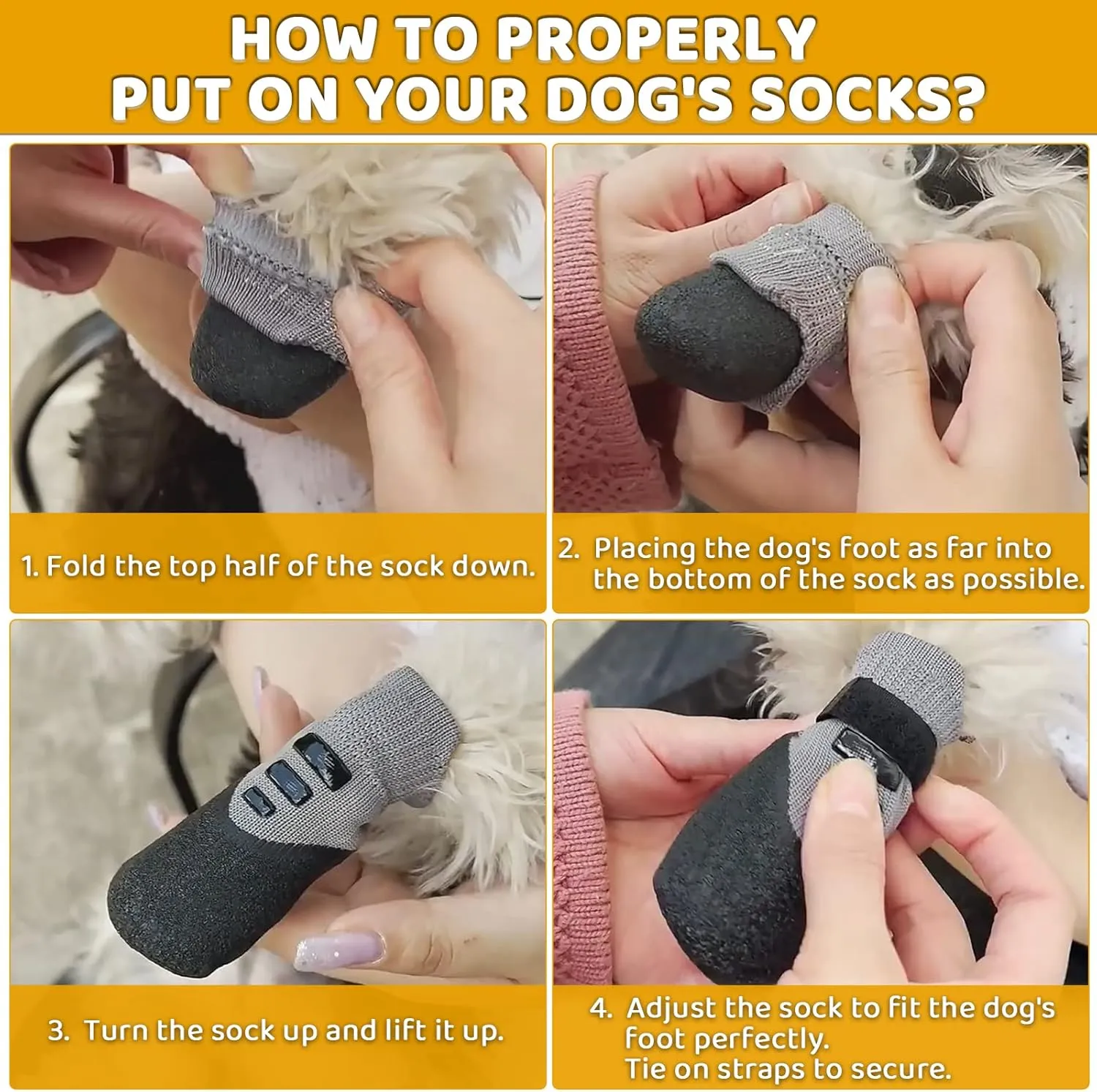Large Dog Socks - Anti-Slip Grip Socks with Rubber & Fix Straps, Non-Slip Paw Protectors for Indoor/Outdoor Use on Hardwood Floors & Hot Pavement