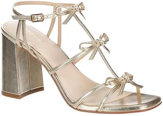 Limelight Sunny - Women's Open Square Toe Block Heeled Sandals with Bow Detailing
