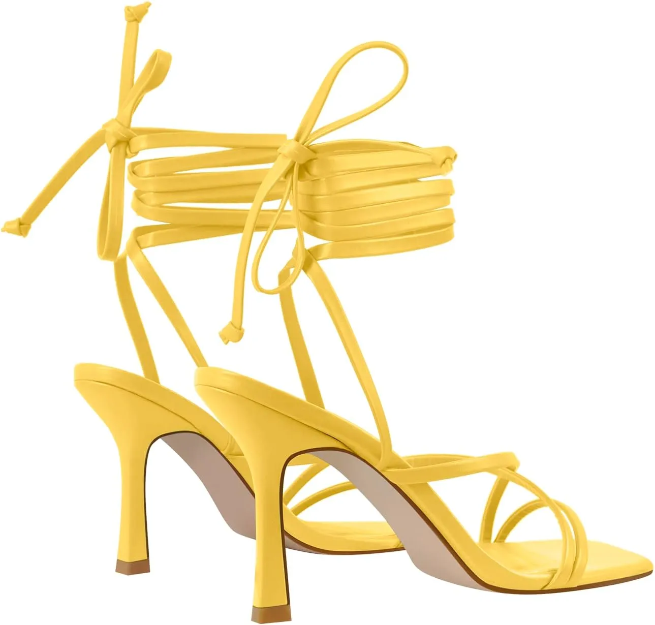 LISHAN Women's Stiletto High Heels Strappy Lace Up Sandals