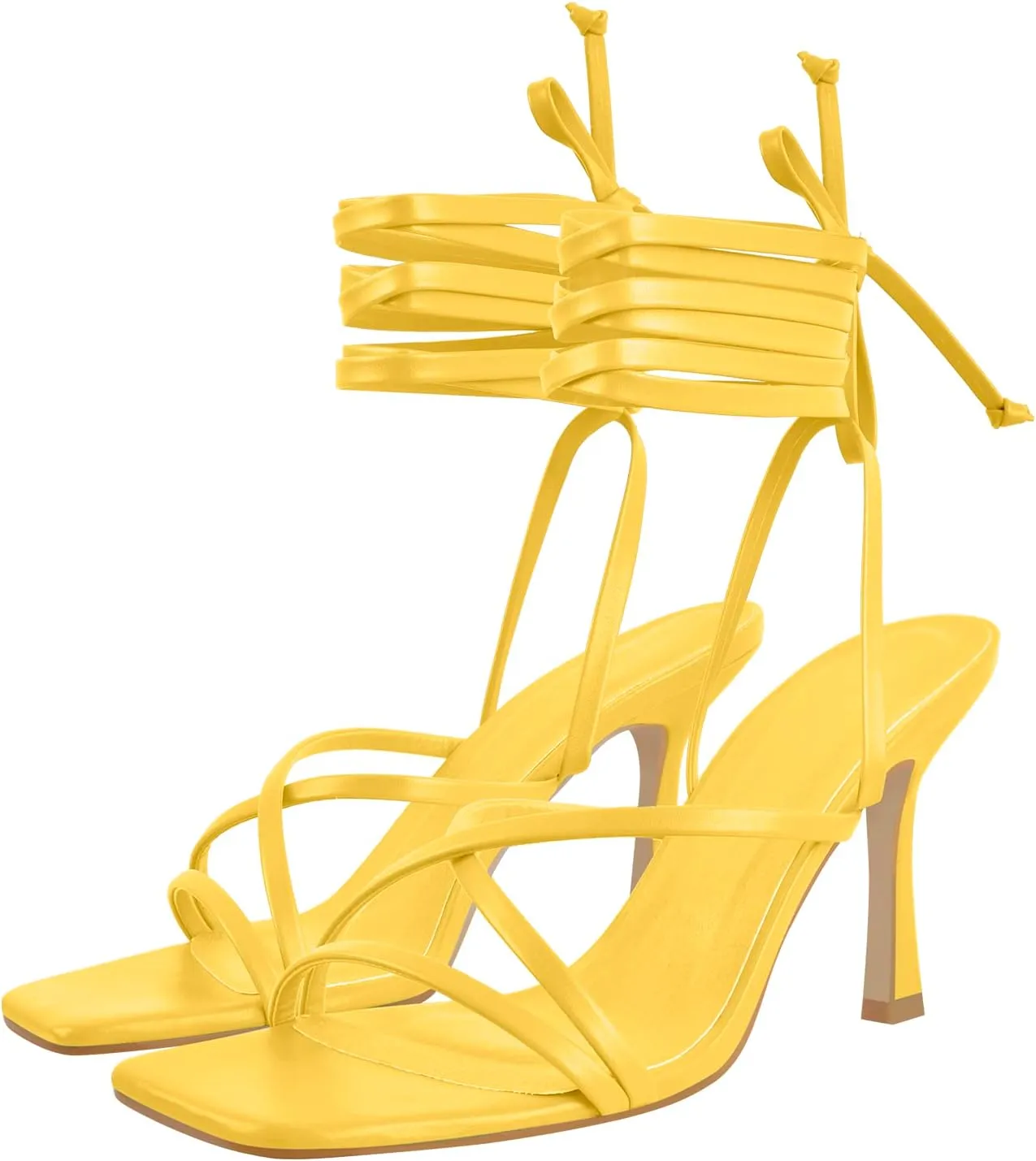LISHAN Women's Stiletto High Heels Strappy Lace Up Sandals