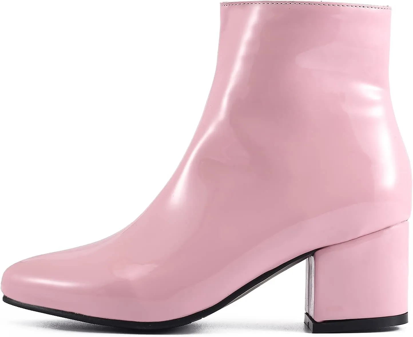 LIURUIJIA Womens Pointed Toe Ankle Boots Mid Chunky Heel Side Zipper Lined Fall Winter Fashion Boots