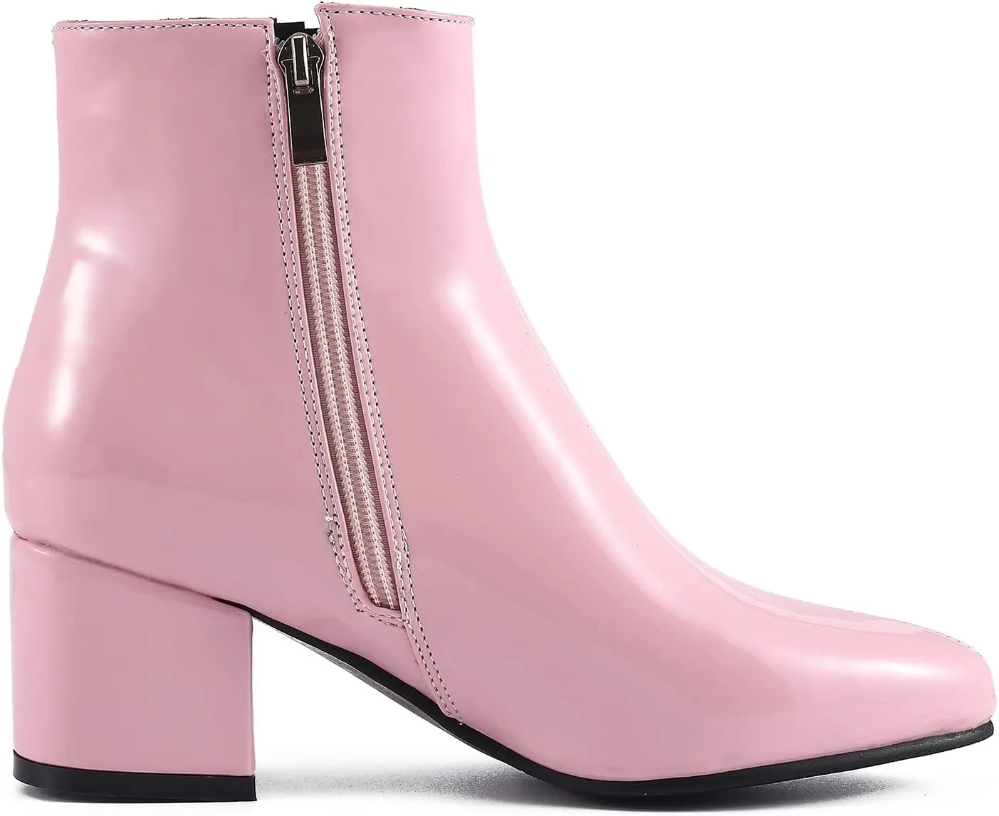 LIURUIJIA Womens Pointed Toe Ankle Boots Mid Chunky Heel Side Zipper Lined Fall Winter Fashion Boots