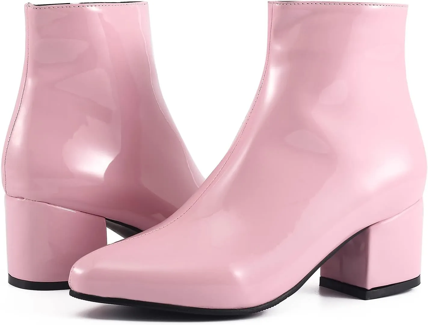 LIURUIJIA Womens Pointed Toe Ankle Boots Mid Chunky Heel Side Zipper Lined Fall Winter Fashion Boots
