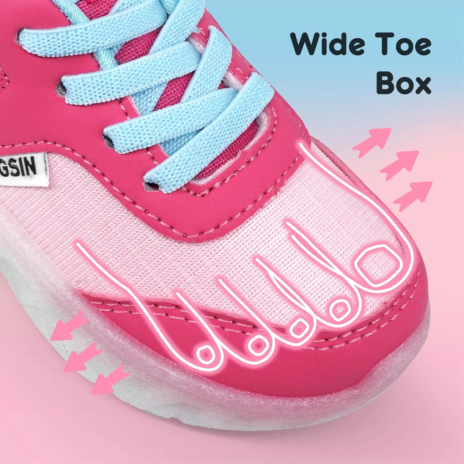 LOUGSIN Kids Light Up Sneakers LED Flashing Tennis Shoes for Boys Girls Lightweight Breathable Flooza Walking Shoes for Toddler and Little Kids