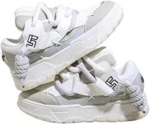 Low-Top Women's Cute Chunky Lace-Up Sneakers - Thick Sole Casual Athletic Shoes, All-Season Design