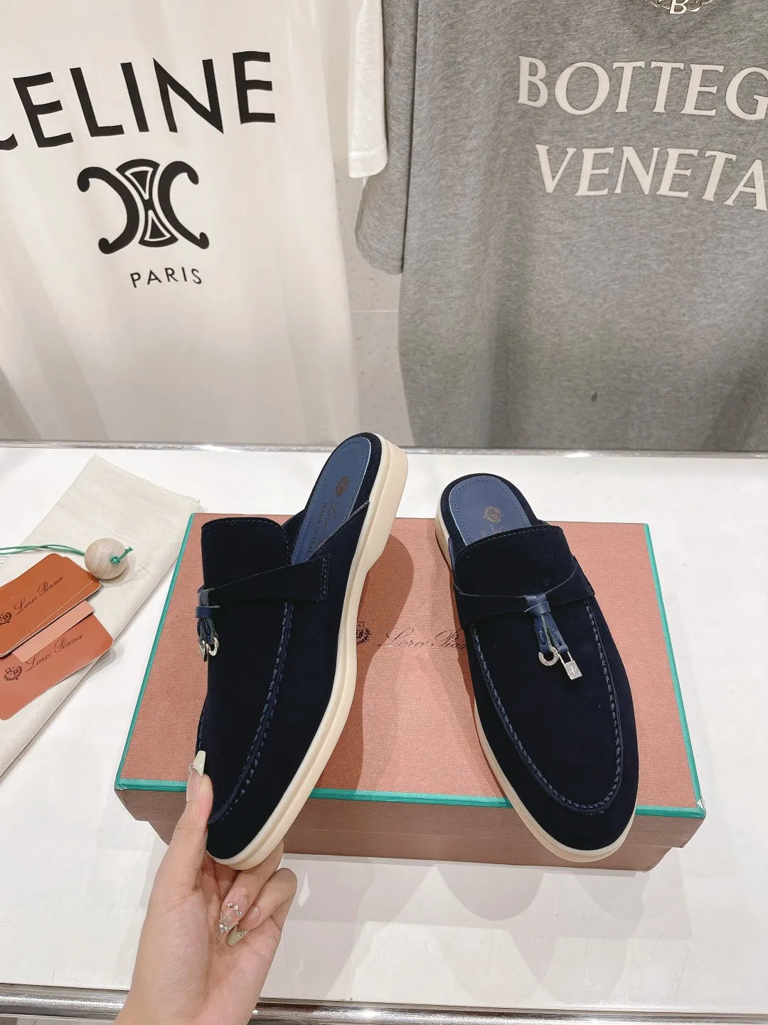 LP CHARMS WALK BABOUCHE LOAFERS DENIM SUEDE