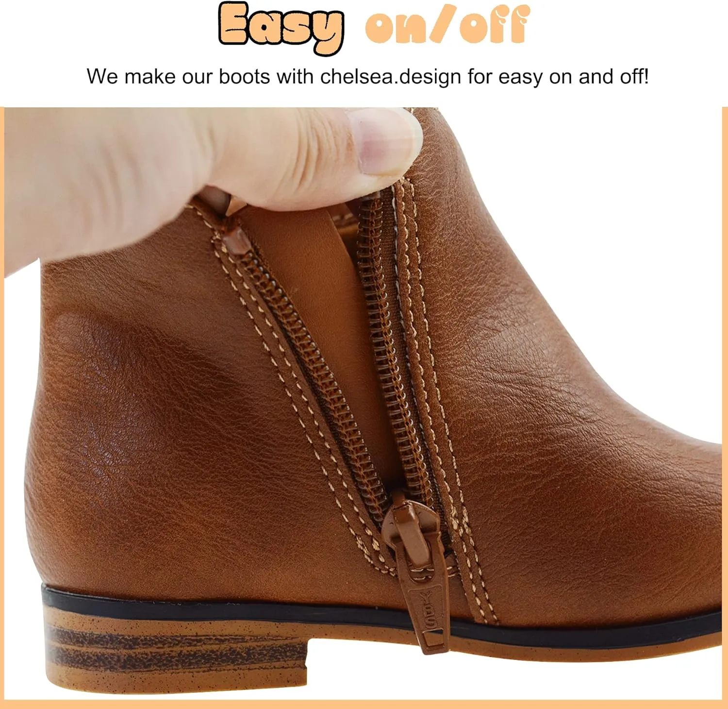 LseLom Girls Ankle Boots for Toddler/Little Kids - Brown, Suede, Zipper, Low-Top, Flat Heel, Casual